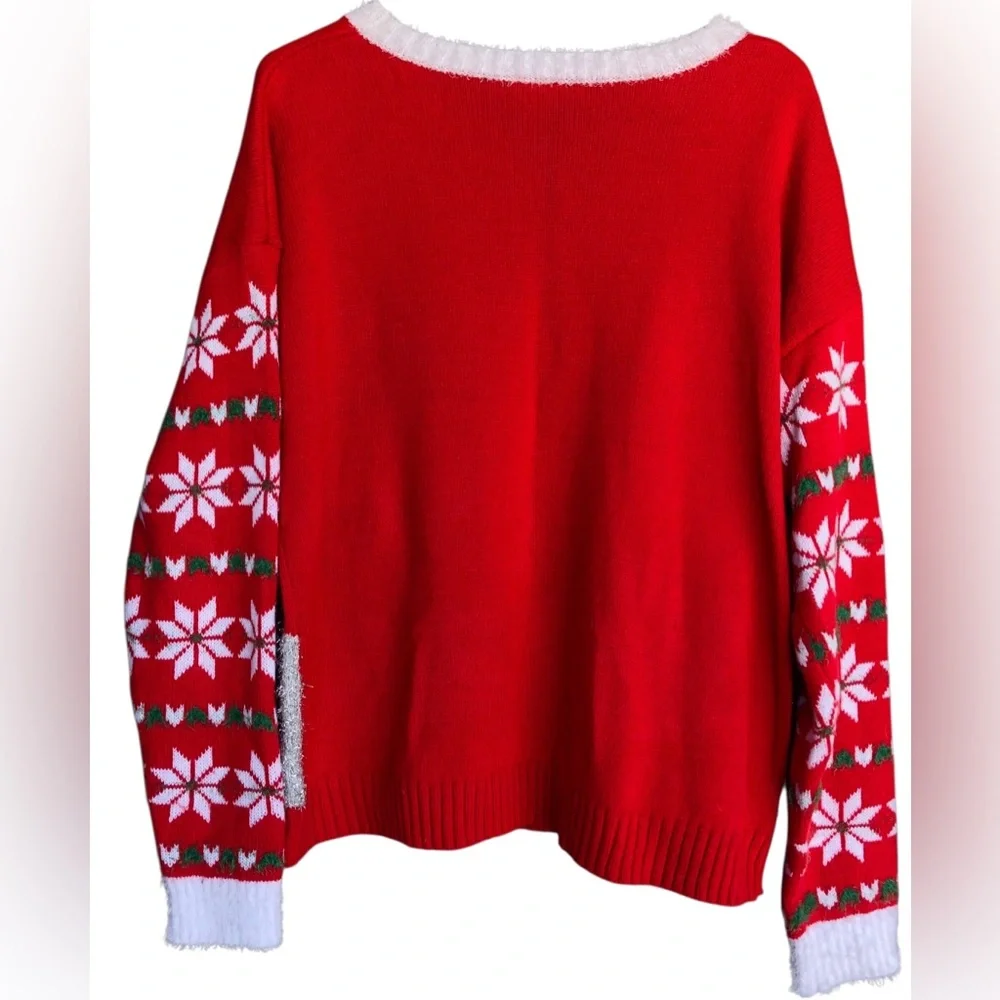 Holiday Time Ugly Sweater Ice Skating Red,Green, Reindeer Design Large 12-14 - Picture 4 of 12